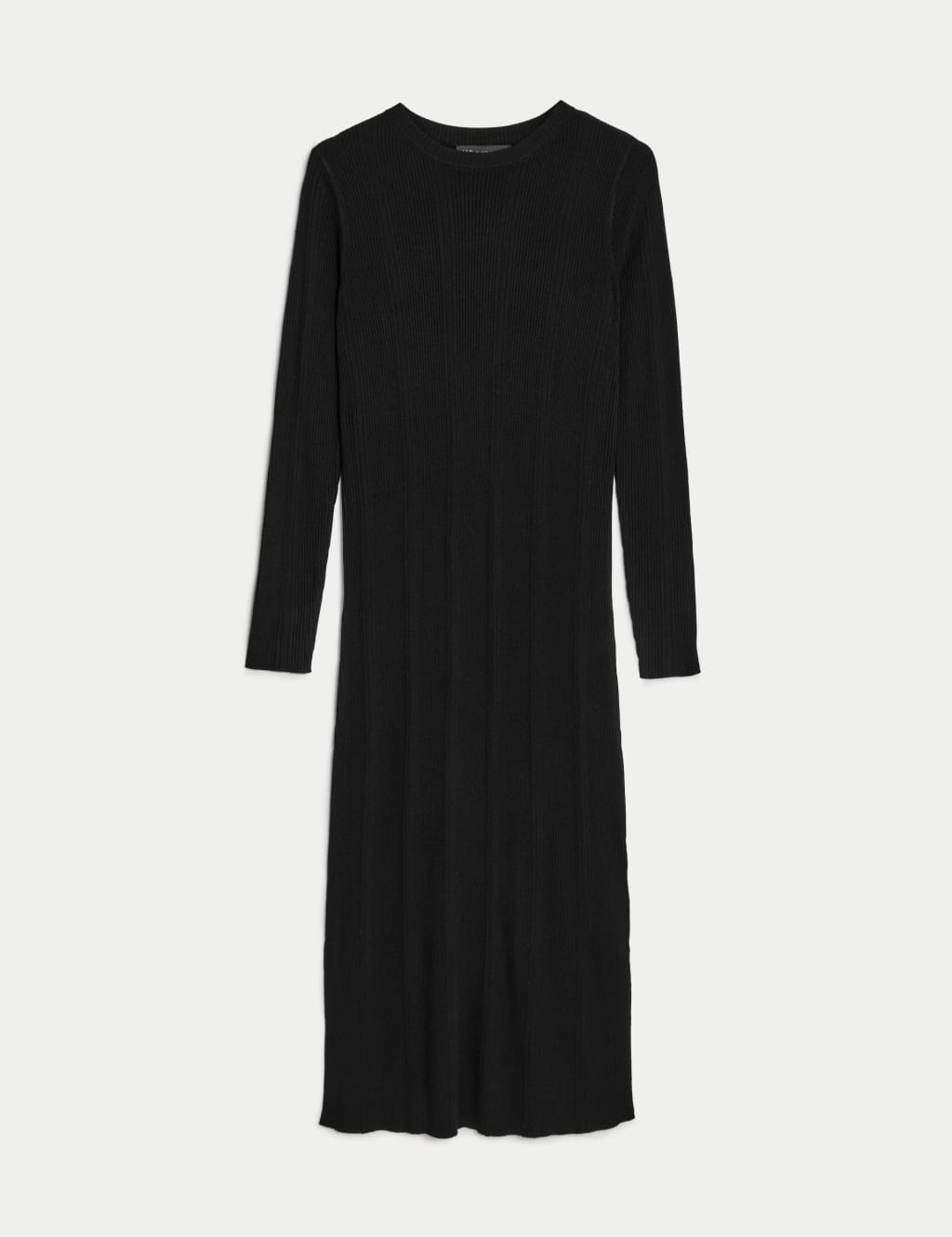 Knitted Ribbed Crew Neck Midi Dress image 2