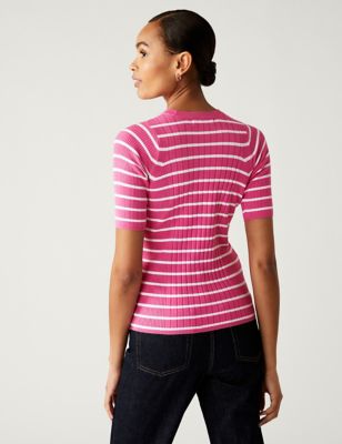 Striped Crew Neck Knitted Top