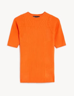 Ruffle Sleeveless Ribbed Crew Neck Top
