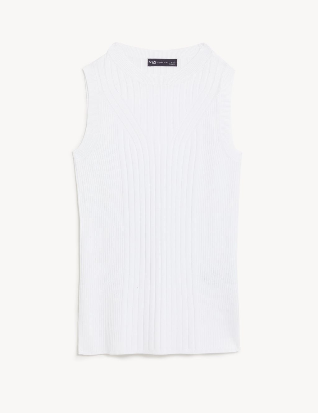 Ribbed Crew Neck Fitted Knitted Vest image 2