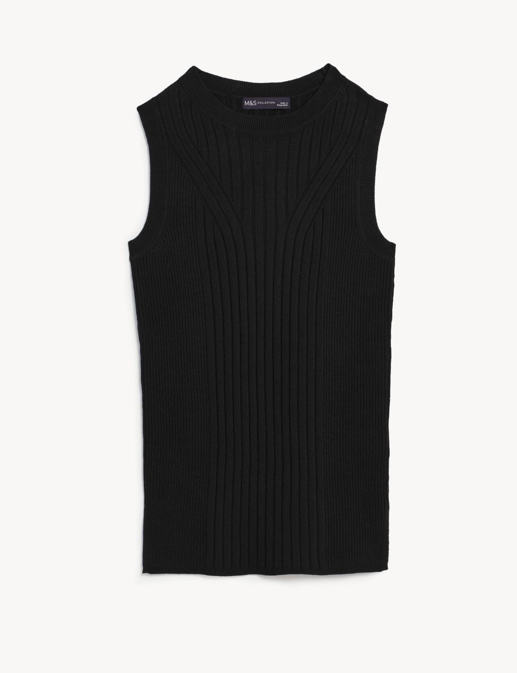 Ribbed Crew Neck Fitted Knitted Vest image 2