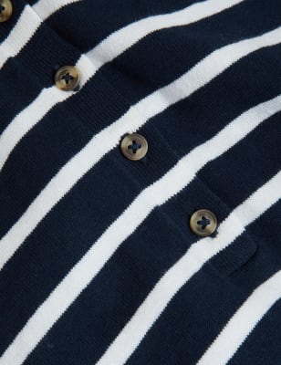 

Womens M&S Collection Cotton Rich Striped Knitted Top - Navy Mix, Navy Mix