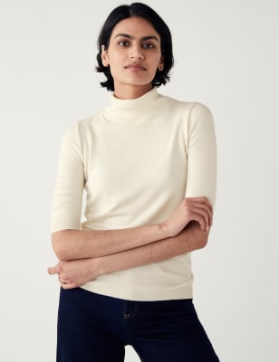 

Womens M&S Collection Roll Neck Fitted Jumper - Ivory, Ivory