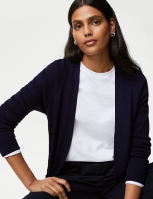 

Womens M&S Collection Ribbed Edge to Edge Longline Cardigan - Navy, Navy