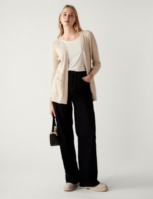 

Womens M&S Collection Ribbed Edge to Edge Longline Cardigan - Oatmeal, Oatmeal