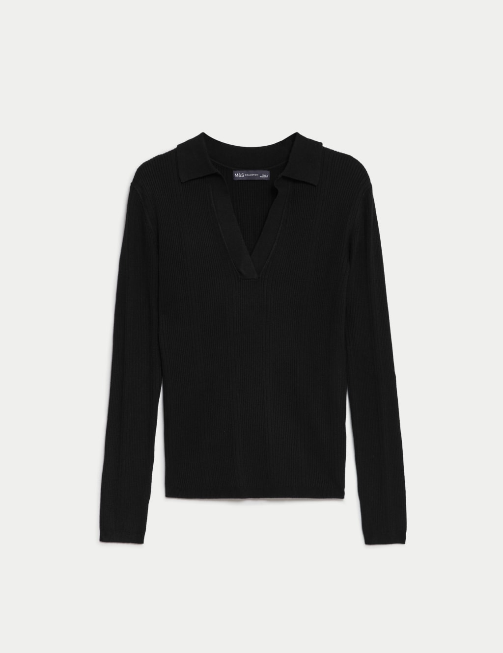 Ribbed Collared Fitted Knitted Top image 2