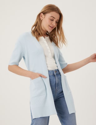 Blue longline clearance cardigan