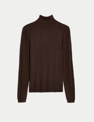 Ribbed Roll Neck Knitted Top