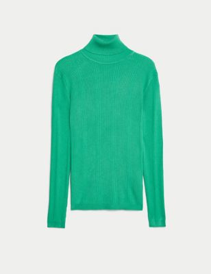 Ribbed Roll Neck Knitted Top