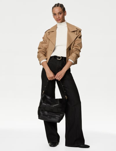 Ribbed Roll Neck Knitted Top
