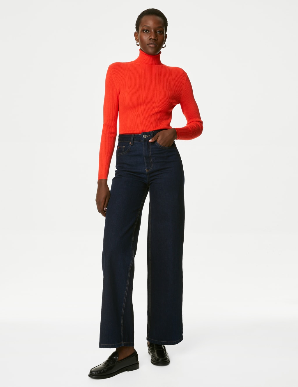 Ribbed Roll Neck Knitted Top image 3