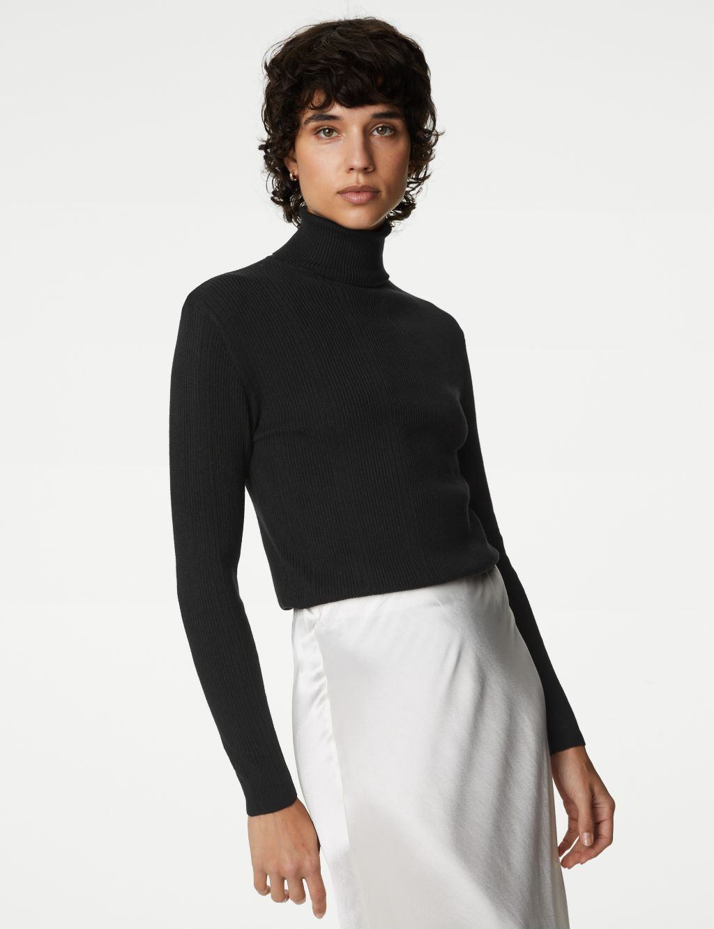 Ribbed Roll Neck Knitted Top image 4