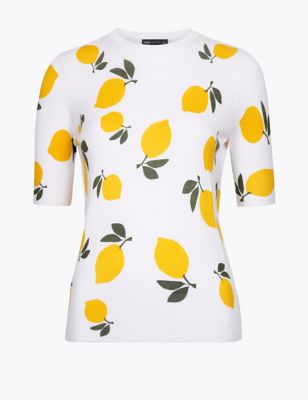 Lemon Print Knitted Short Sleeve Top | M&S Collection | M&S