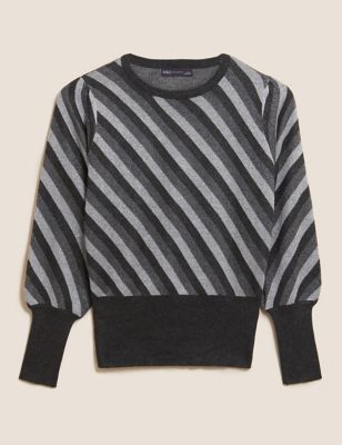 M&S Womens Striped Sparkly Jumper