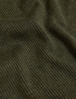 

Womens M&S Collection Ribbed Funnel Neck Jumper - Dark Khaki, Dark Khaki