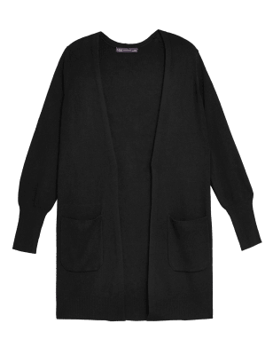 

Womens M&S Collection Lang geschnittene, bequeme Strickjacke - Black, Black