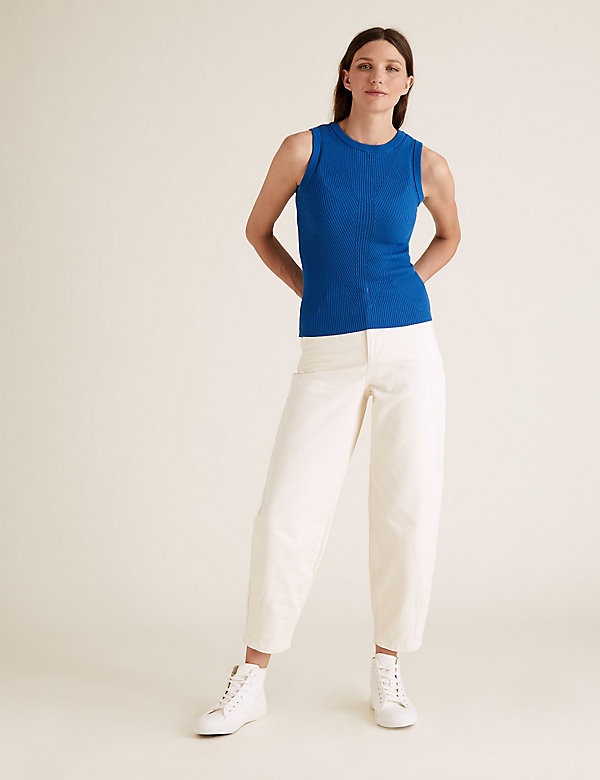 Textured Knitted Sleeveless Top - IL