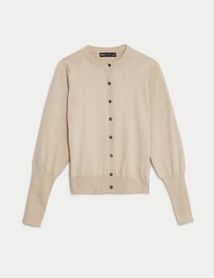 Sparkly Crew Neck Button Front Cardigan