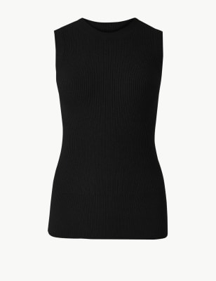 Ribbed Round Neck Knitted Top | M&S Collection | M&S