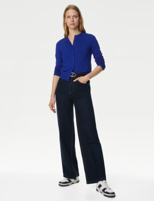 

Womens M&S Collection Crew Neck Button Front Cardigan - Electric Blue, Electric Blue