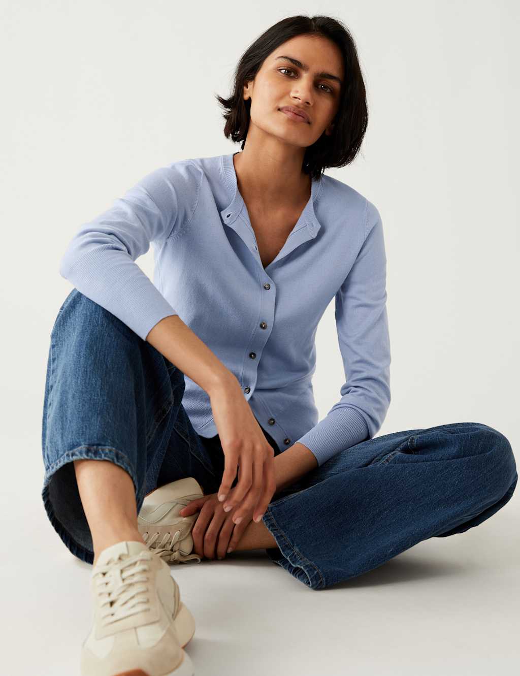 Crew Neck Button Front Cardigan image 1