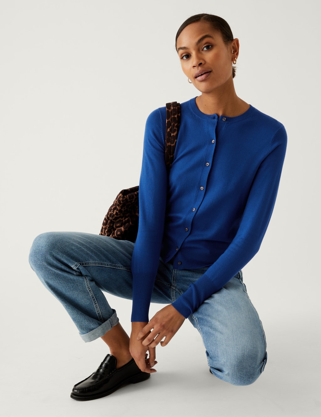 Crew Neck Button Front Cardigan image 1