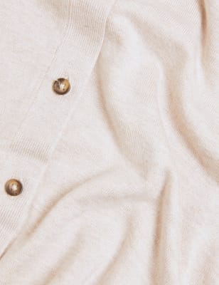 

Womens M&S Collection Strickjacke mit Rundhalsausschnitt und Knopfleiste vorne - Oatmeal, Oatmeal