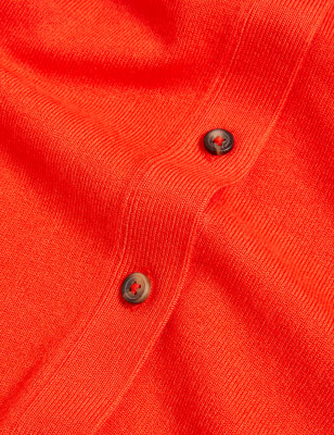 

Womens M&S Collection Crew Neck Button Front Cardigan - Orange, Orange