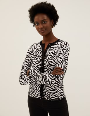 Black and white shop animal print cardigan