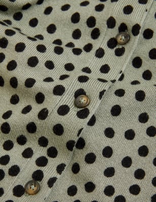 

Womens M&S Collection Polka Dot Crew Neck Cardigan - Onyx, Onyx