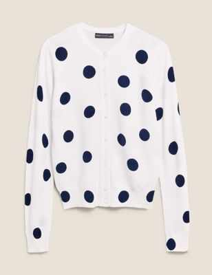 Polka Dot Crew Neck Cardigan M S Collection M S