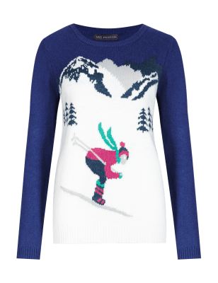 Skiing Scene Christmas Jumper  M&S Collection  M&S