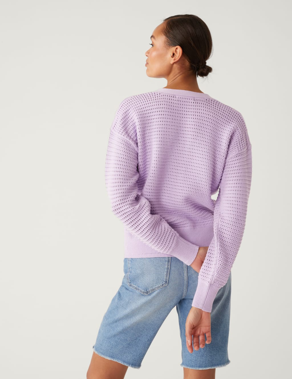 Cotton Rich Textured V-Neck Cardigan image 4