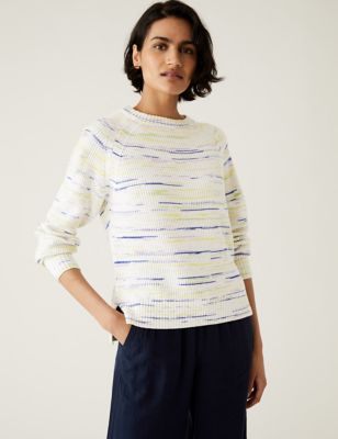 Cotton Rich Space Dyed Ribbed Jumper