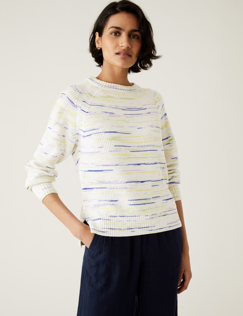 Cotton Rich Space Dyed Ribbed Jumper image 1