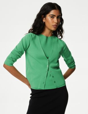 

Womens M&S Collection V-Neck Button Front Cardigan - Medium Green, Medium Green