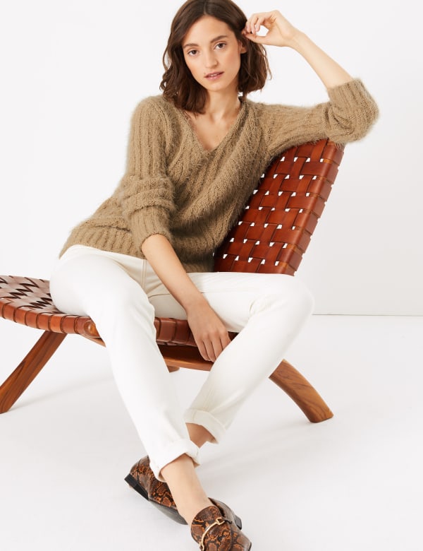 Textured V-Neck Jumper