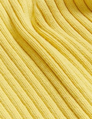 

Womens M&S Collection Lang geschnittener Pullover mit Rippenmuster und hohem Baumwollanteil - Yellow, Yellow