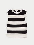 Cotton Rich Striped Knitted Top