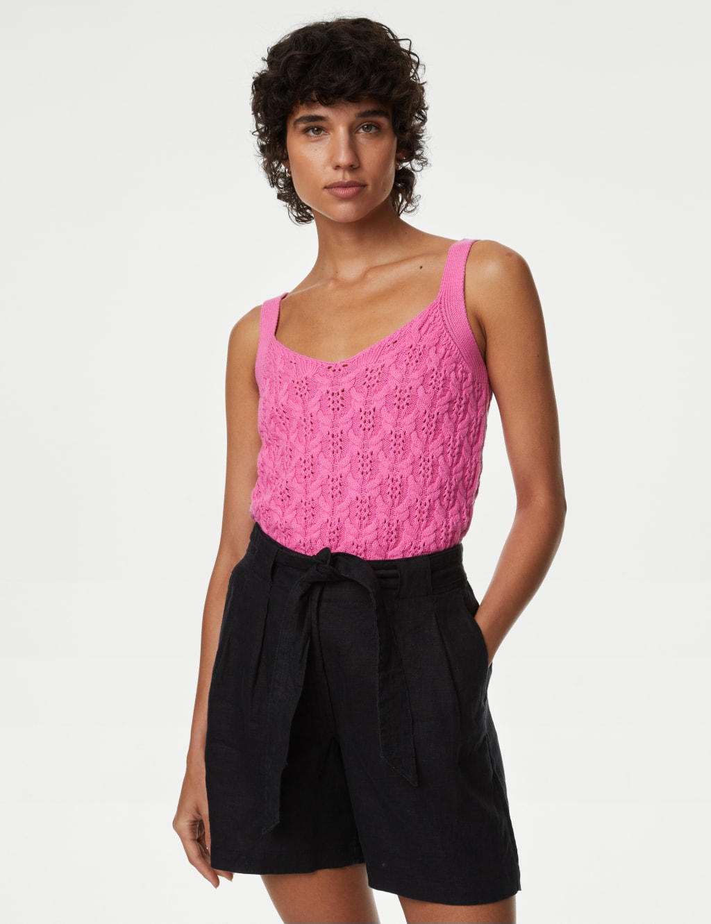 Cotton Rich Textured V-Neck Knitted Vest image 4