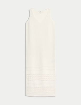 Cotton Rich Textured Midi Knitted Dress