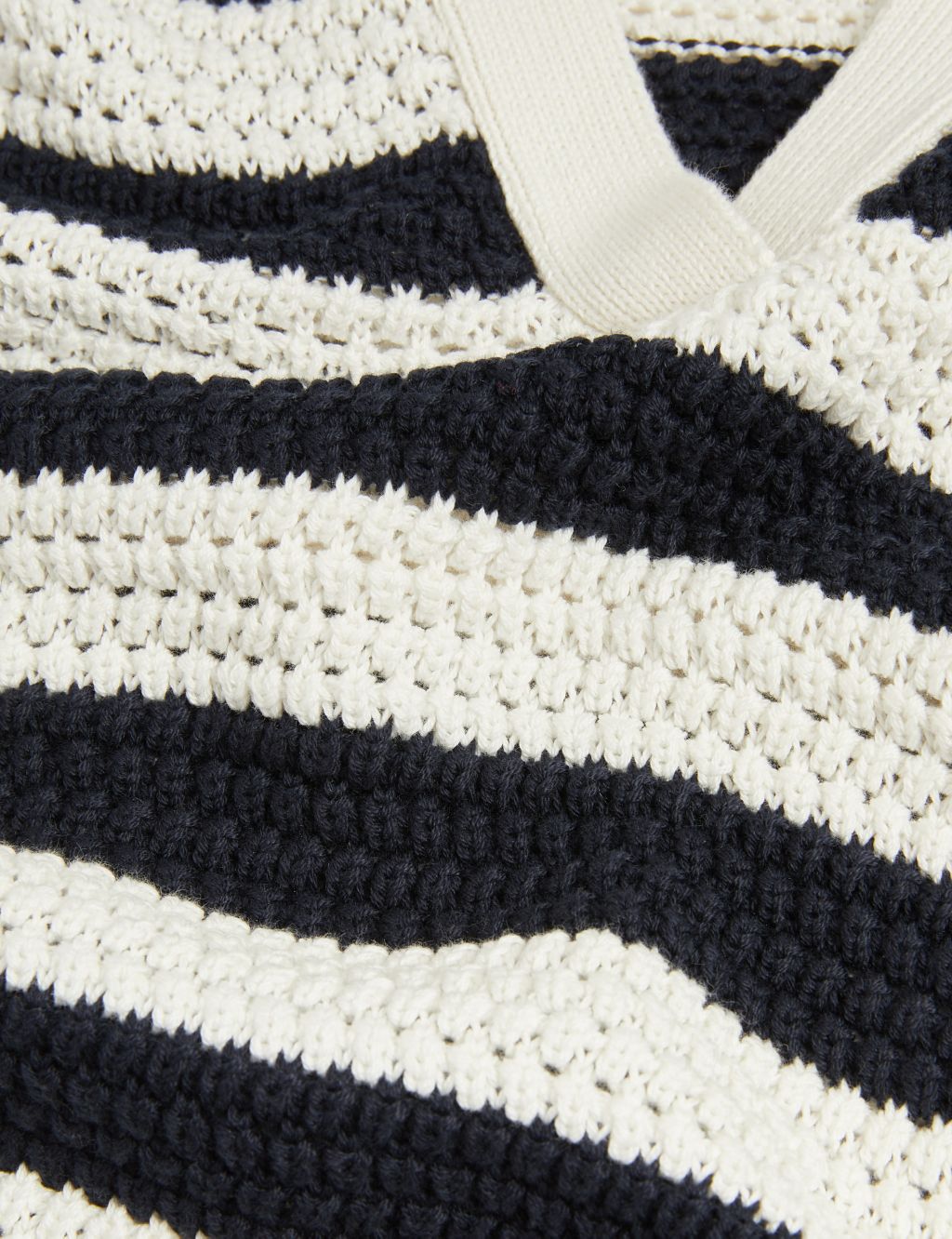 Pure Cotton Striped Collared Knitted Top image 5