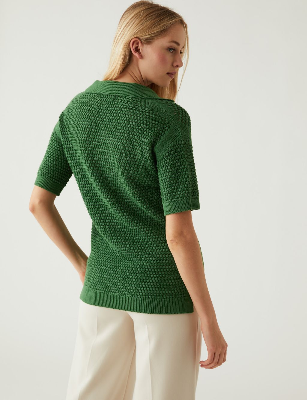 Pure Cotton Collared Knitted Top image 4
