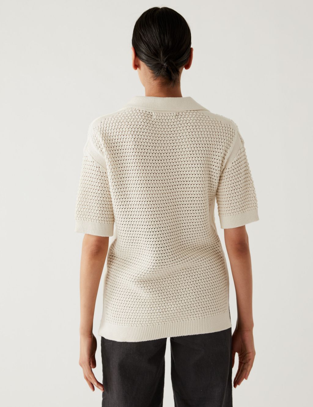 Pure Cotton Collared Knitted Top image 4