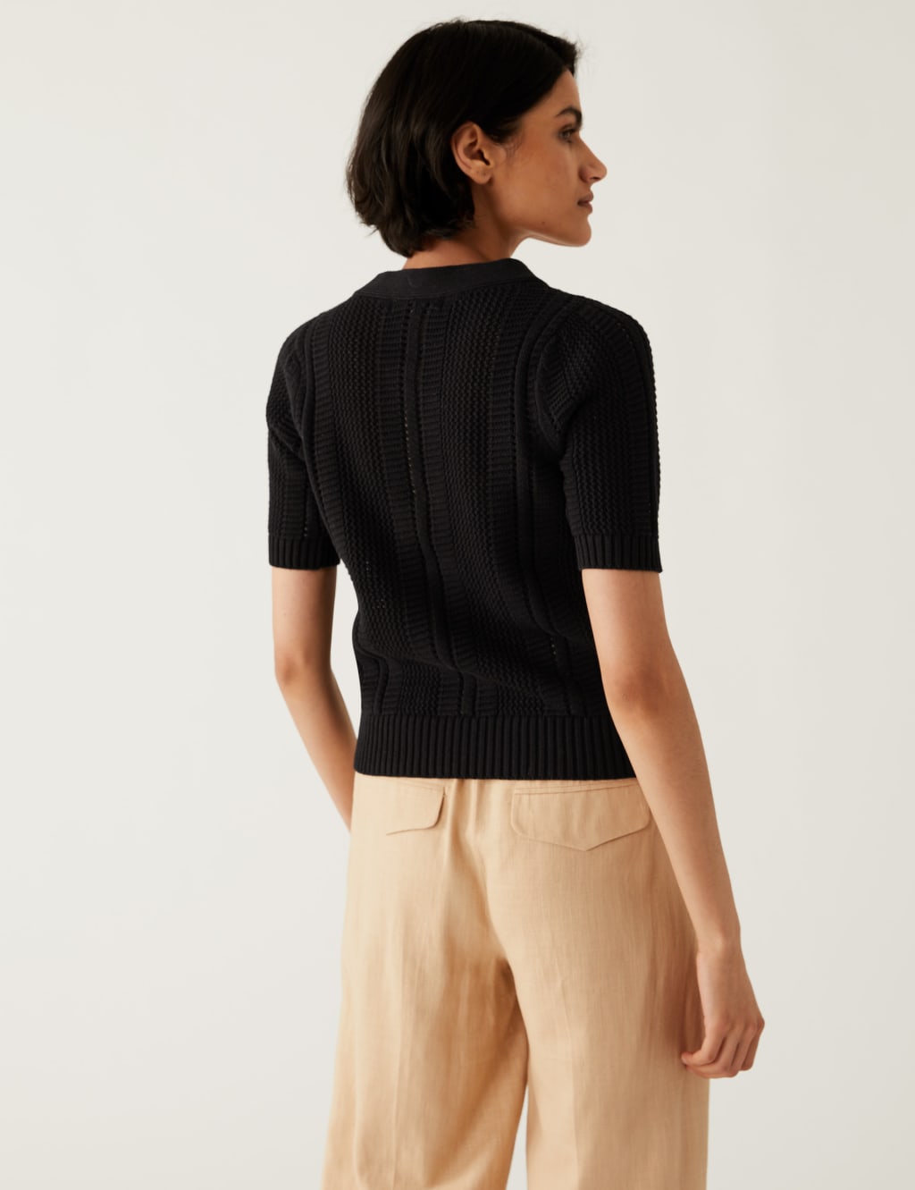 Cotton Rich Textured V-Neck Cardigan image 4
