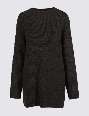 Cable Knit Longline Round Neck Jumper | Limited Edition | M&S