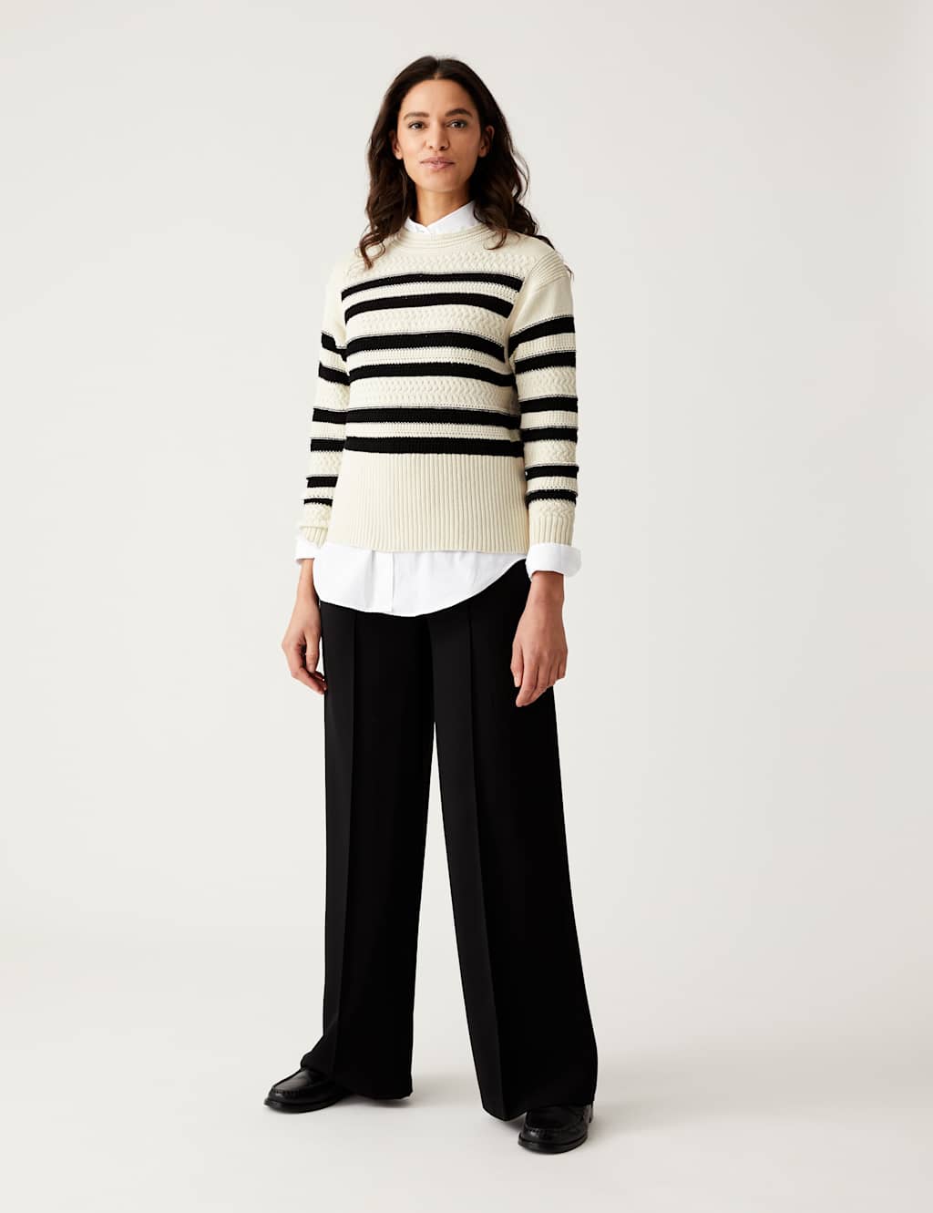 Cotton Rich Striped Crew Neck Jumper image 2