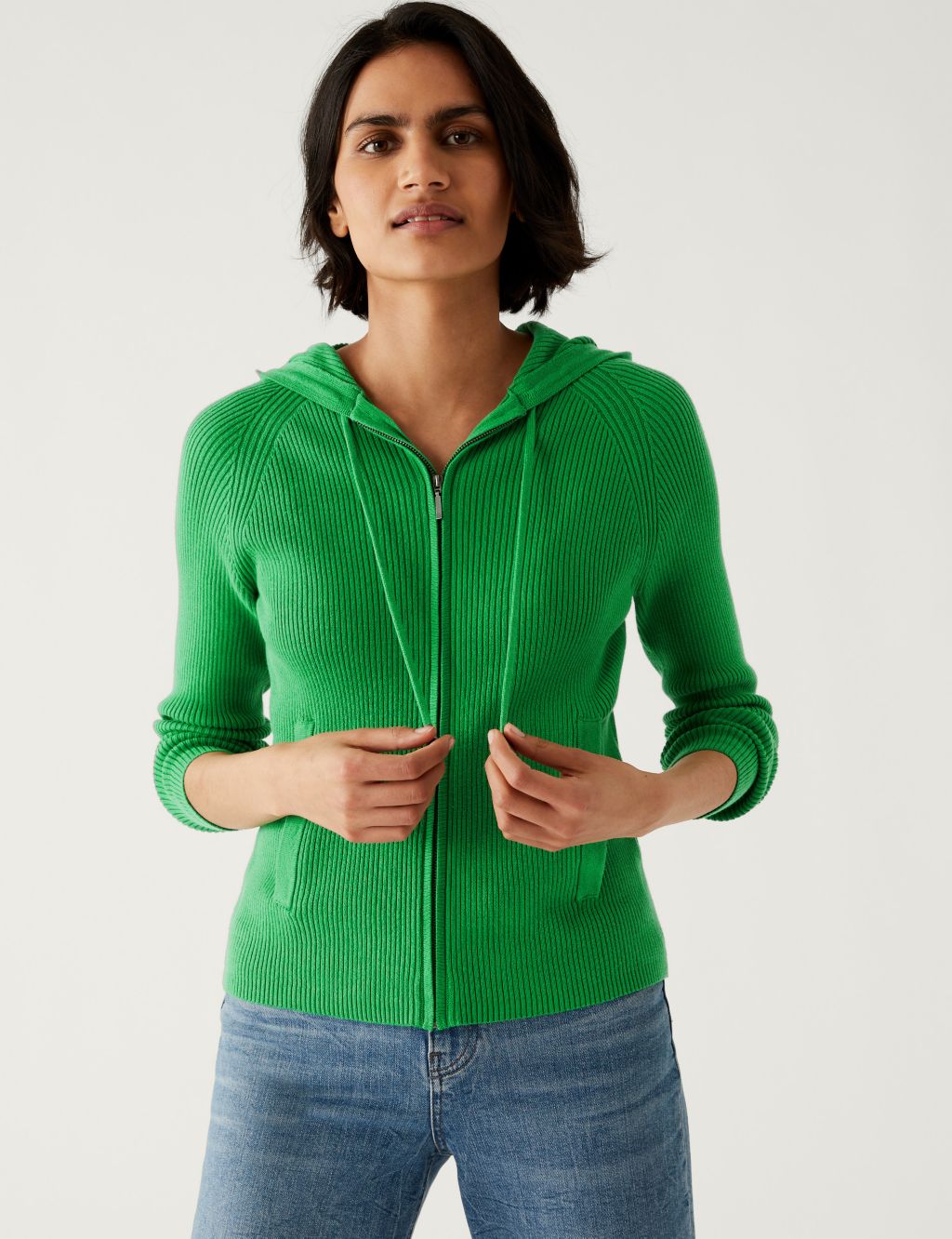 Cotton Rich Ribbed Hoodie image 1