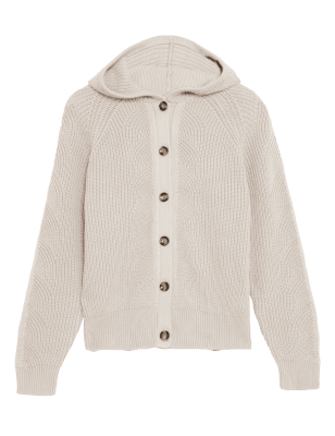 

Womens M&S Collection Cotton Rich Textured Hooded Cardigan - Calico, Calico
