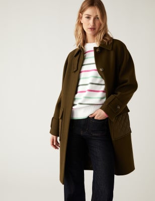 

M&S Collection Jersey de rayas de algodón con escote cerradoWomens - Green Mix, Green Mix